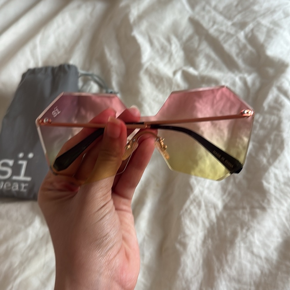 Si Wear Oversized Gradient Sunglasses pink yellow - Picture 4 of 7
